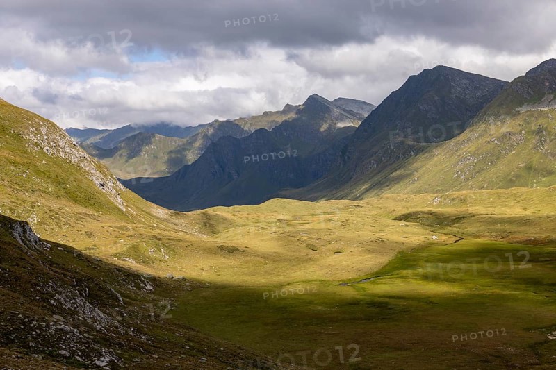 Alpe Carorescio with Piano Grande plateau, Quinto, Ticino, Switzerland