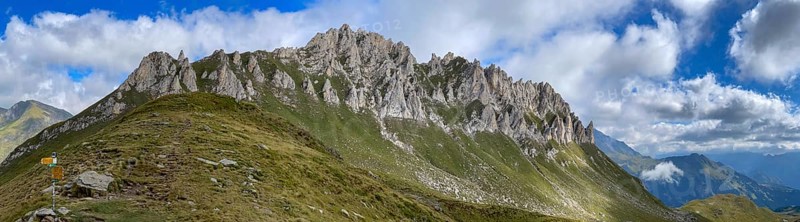 Steep rock faces at Campanítt, Pizz di Colómb, Passo del Sole, Olivone, Ticino, Switzerland