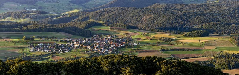 View of Rünenberg from the WIsenberg tower, Wisen, Solothurn, Switzerland