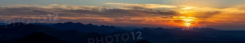Sunset, view from Wisenberg over the Jura into Alsace, Wisen, Solothurn, Switzerland