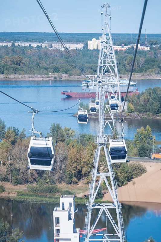 Cable car over the Volga River, Nizhny Novgorod, Russia