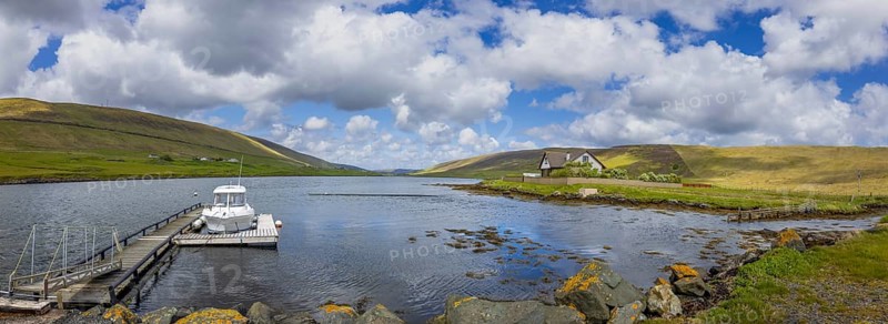 Scenic Scotland Shetland nature scenery in England. Green pastures and picturesque landscapes