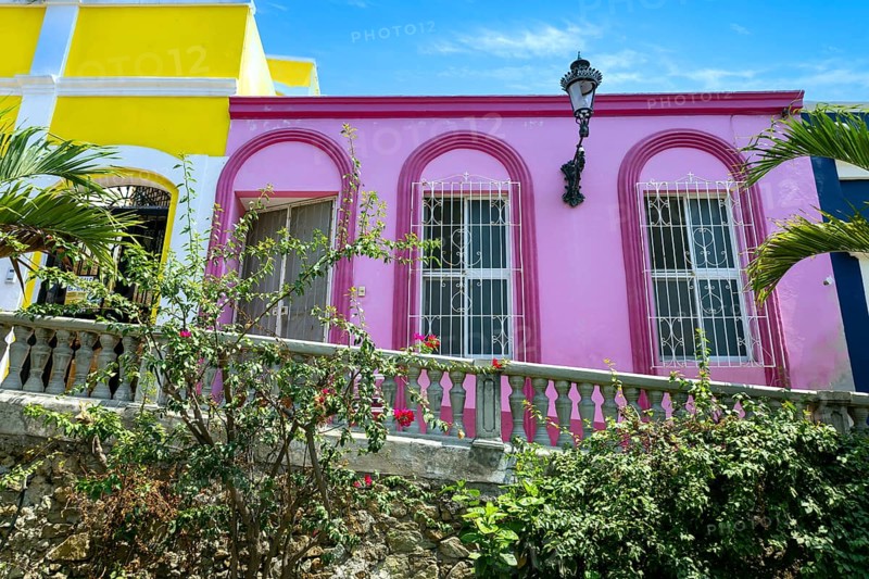 Mazatlan, Mexico, Colorful colonial streets in historic center near Malecon and tourist attractions