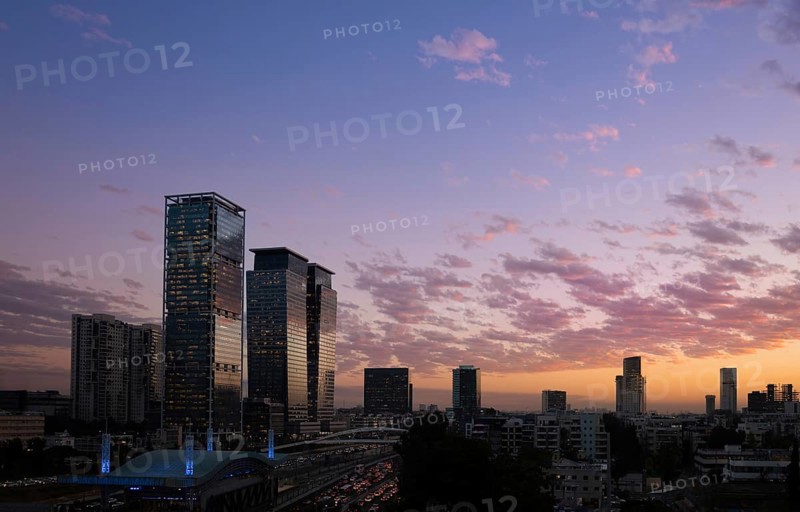 Israel, Tel Aviv financial business district skyline with and high tech offices