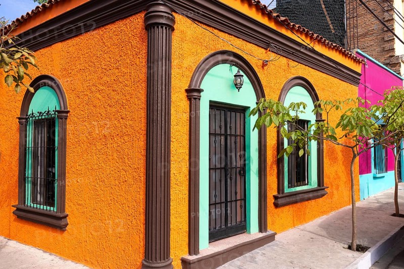 Mazatlan, Mexico, Colorful colonial streets in historic center near Malecon and tourist attractions