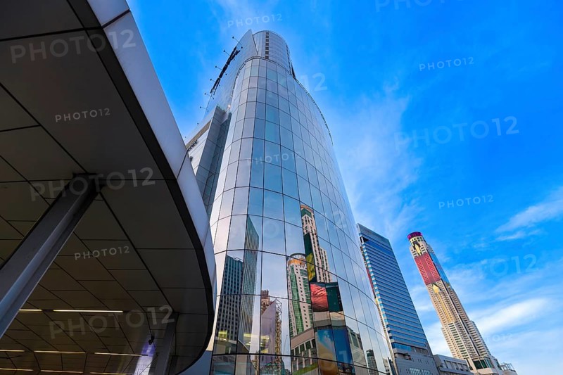 Thailand, Bangkok downtown business and financial district panoramic skyline