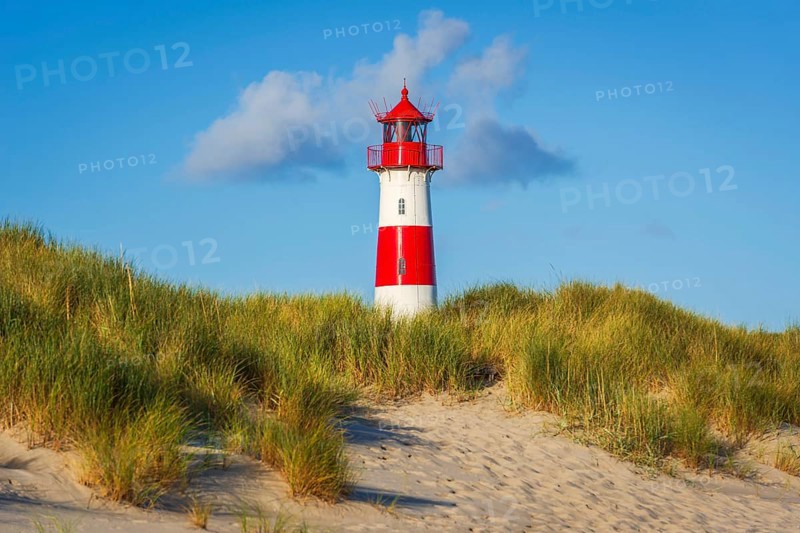 The Lister lighthouse at Ellenbogen, morning light, morning mood, dune, North Sea island, Sylt