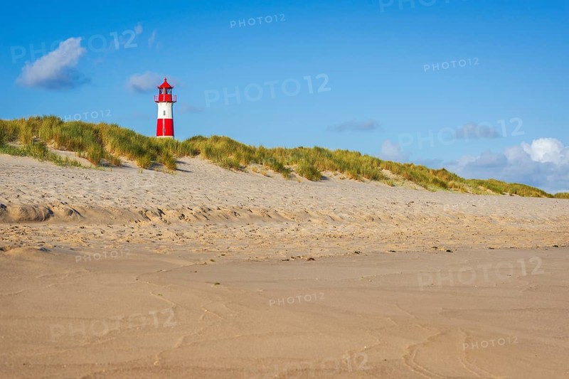 The Lister lighthouse at Ellenbogen, morning light, morning mood, dune, North Sea island, Sylt