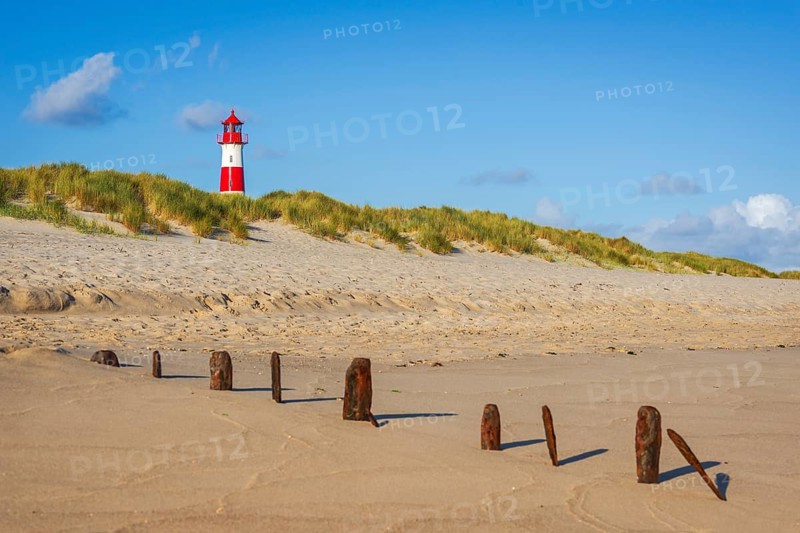 The Lister lighthouse at Ellenbogen, morning light, morning mood, dune, North Sea island, Sylt