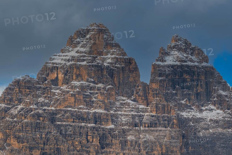 Detailed view of the Three Peaks from Misurina, Dolomites, South Tyrol, Italy