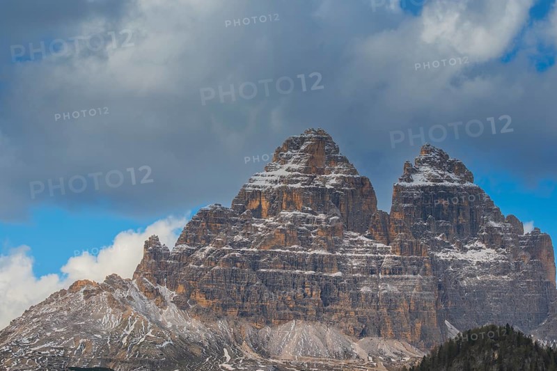 Detailed view of the Three Peaks from Misurina, Dolomites, South Tyrol, Italy