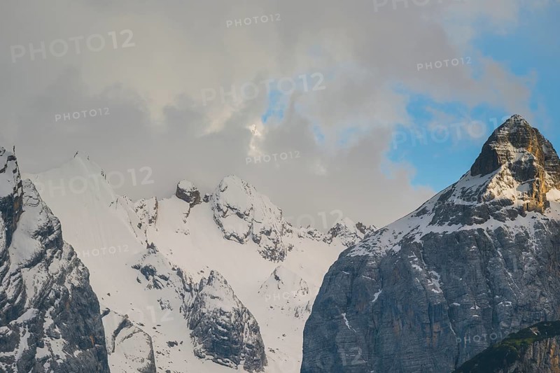 Rising clouds and detailed view of the Sorapis mountain group, Punta Sorapiss, Dolomites, South Tyrol, Italy