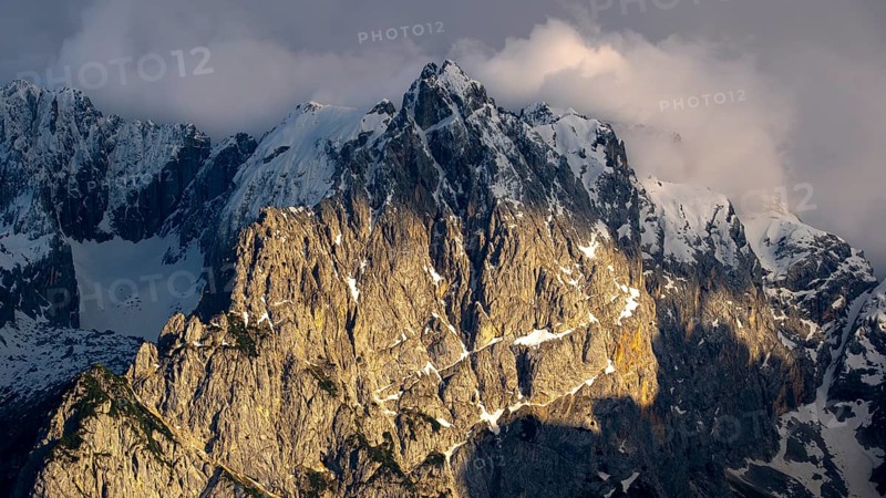 Atmospheric detailed view of the Sorapis mountain group in the evening light, Punta Sorapiss, Dolomites, South Tyrol, Italy