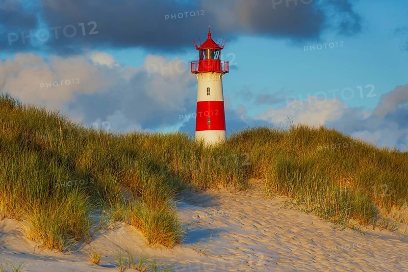 The Lister lighthouse at Ellenbogen, morning light, morning mood, dune, North Sea island, Sylt