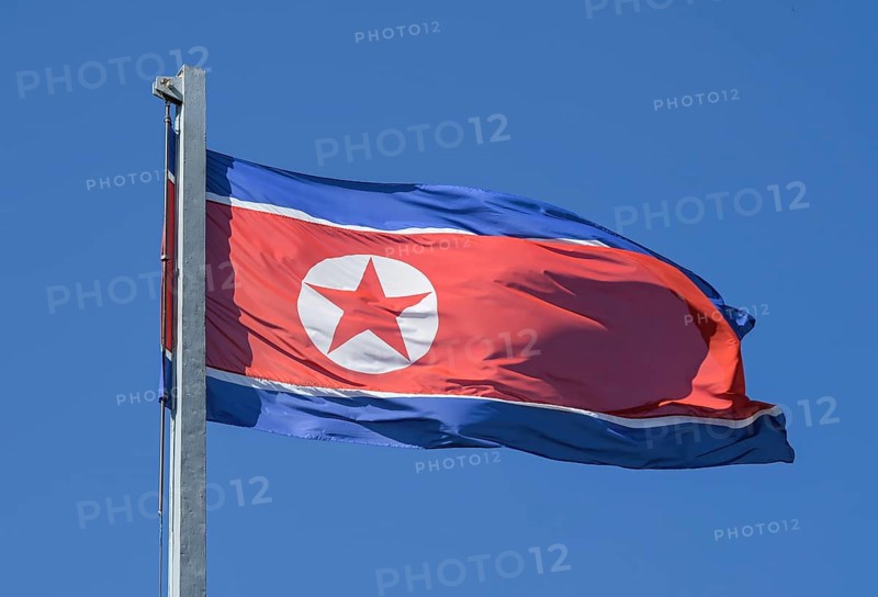 Flag over the Embassy of the Democratic People's Republic of Korea, North Korea, Glinkastraße, Mitte, Berlin, Germany