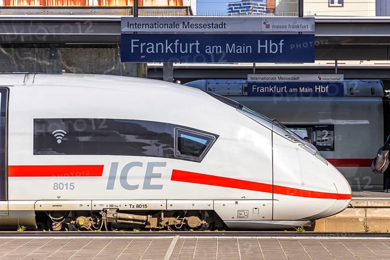 Traction unit of a Deutsche Bahn DB ICE 3 high-speed train at Frankfurt Central Station, Germany
