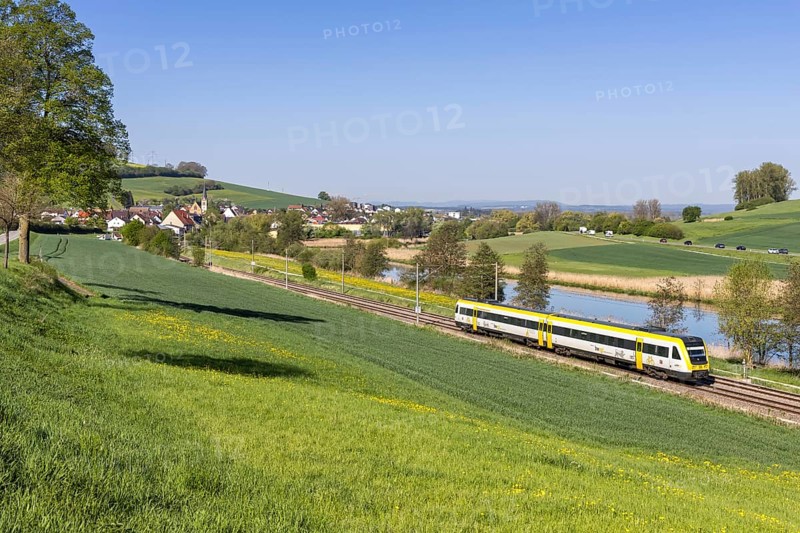 DB Regio regional train on the Black Forest railway in Geisingen, Germany