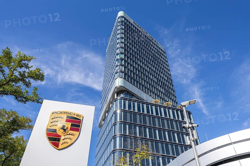 Porsche Design Tower high-rise and Porsche Centre Autohaus am Pragsattel in Stuttgart, Germany