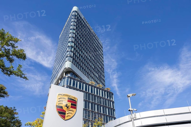 Porsche Design Tower high-rise and Porsche Centre Autohaus am Pragsattel in Stuttgart, Germany