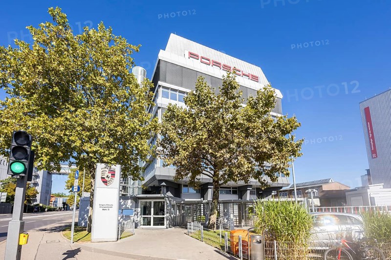 Porsche headquarters at Porscheplatz in Stuttgart-Zuffenhausen in Stuttgart, Germany