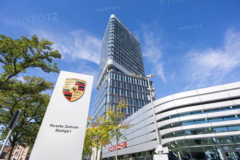 Porsche Design Tower high-rise and Porsche Centre Autohaus am Pragsattel in Stuttgart, Germany