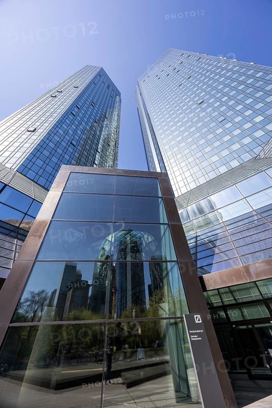 Deutsche Bank AG headquarters in the skyscraper tower in Frankfurt, Germany