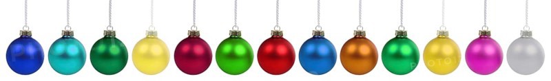 Christmas Christmas baubles Christmas decoration colourful baubles ball banner in a row freestanding in Stuttgart, Germany