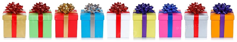 Colourful Christmas gifts Christmas birthday gifts banner gift isolated in front of a white background in Stuttgart, Germany