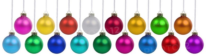 Christmas many Christmas baubles with Christmas decorations banner colours decoration hanging clipping isolated clipping in Stuttgart, Germany