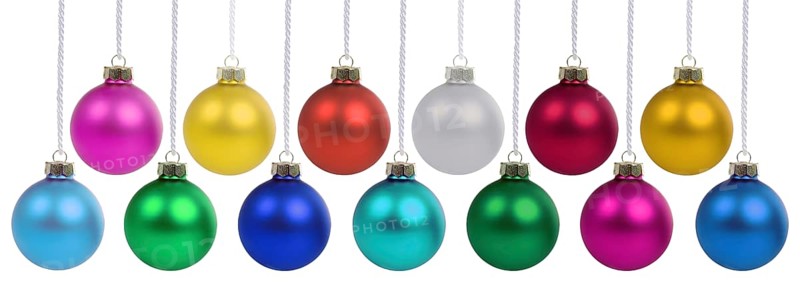Christmas baubles with Christmas decorations colours decoration hanging clipping isolated cropped in Stuttgart, Germany