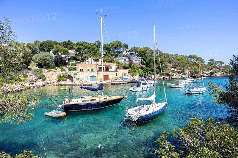 Bay of Cala Figuera on Majorca with boats holiday by the sea trip in Cala Figuera, Spain