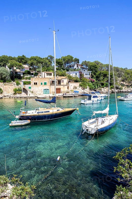 Bay of Cala Figuera on Majorca with boats holiday by the sea trip in Cala Figuera, Spain
