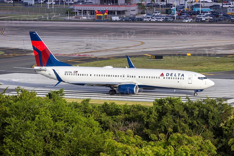 A Boeing 737-900ER aircraft of Delta Air Lines with the registration N837DN at San Juan Airport, Puerto Rico