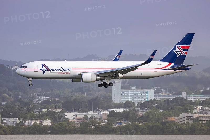 A Boeing 767-300ER BDSF aircraft of Amerijet International with registration N432AX at San Juan Airport, Puerto Rico