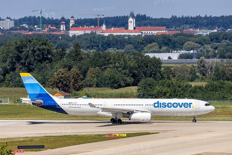 An Airbus A330-300 aircraft of Discover Airlines with the registration D-AIKO at Munich Airport, Germany