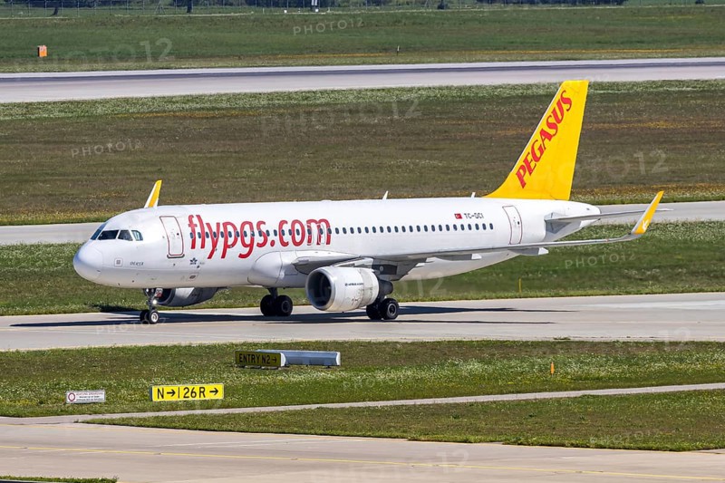 A Pegasus Airlines Airbus A320 aircraft with the registration TC-DCI at Munich Airport, Germany