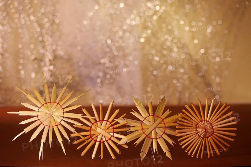 Christmas decoration, home-made straw stars, Germany