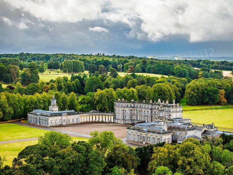 Hopetoun House from a drone, South Queensferry, Edinburgh, Scotland, United Kingdom