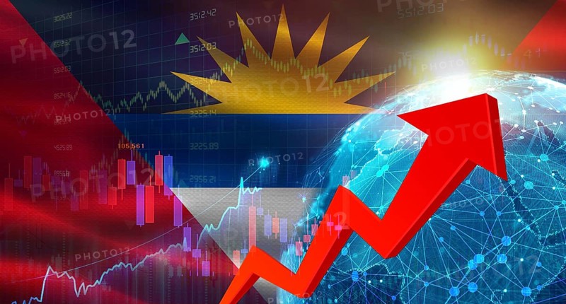Global financial growth with Antigua and Barbuda flag. Financial growth with Antigua and Barbuda flag on economic background