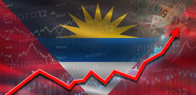 Antigua and Barbuda financial growth on market graph. Antigua and Barbuda economic growth on financial graph
