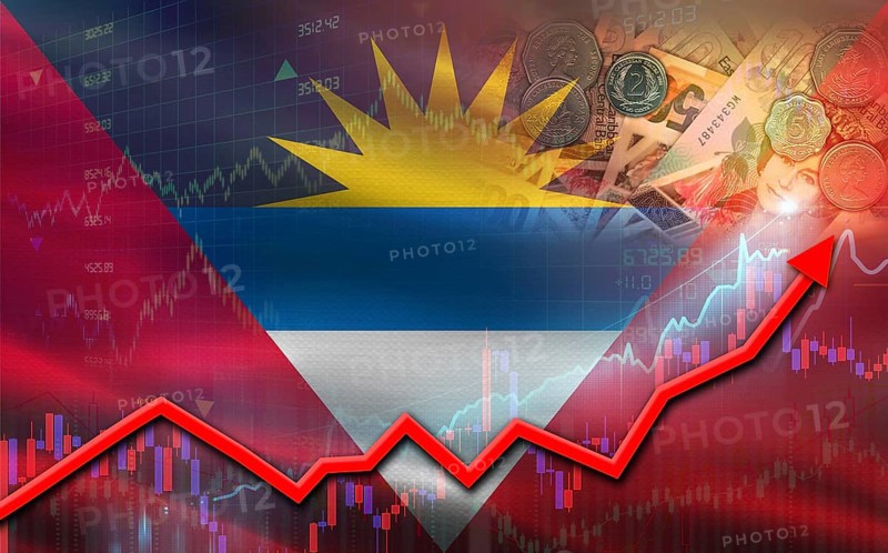 Antigua and Barbuda economic growth on financial graph. Antigua and Barbuda financial growth on market graph