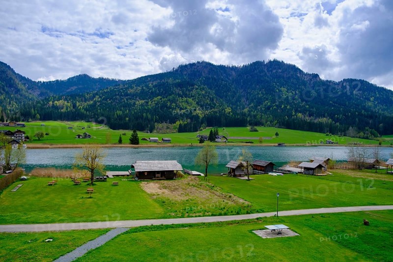 Weißensee, dark clouds, near Techendorf, Carinthia, Austria