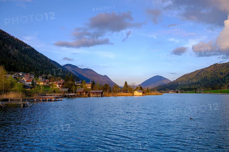 Evening atmosphere at Lake Weissensee, near Techendorf, Carinthia, Austria