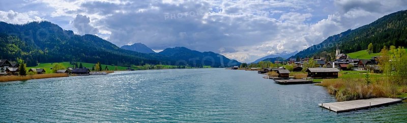 Weißensee, dark clouds, near Techendorf, Carinthia, Austria