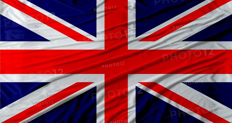 British flag waving. Flag of United Kingdom with cloth texture