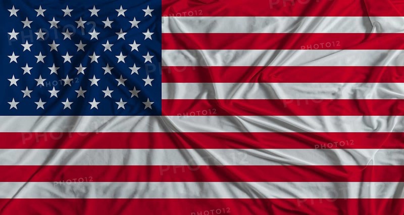 American flag with fabric texture background. National flag of USA