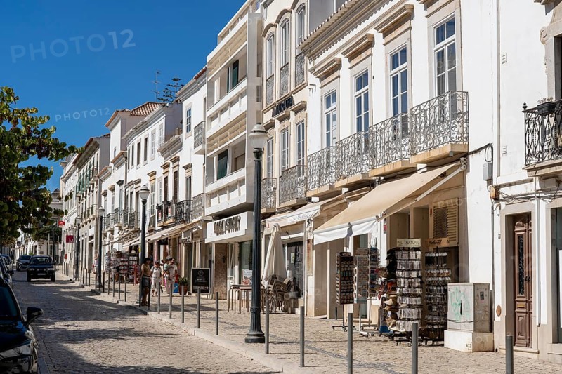 The old town centre of Tavira, on the R. da Liberdade shopping street in the Algarve, Portugal