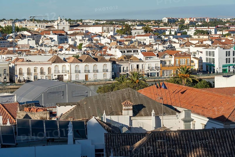 View over the old town centre of Tavira, in the Algarve, Portugal