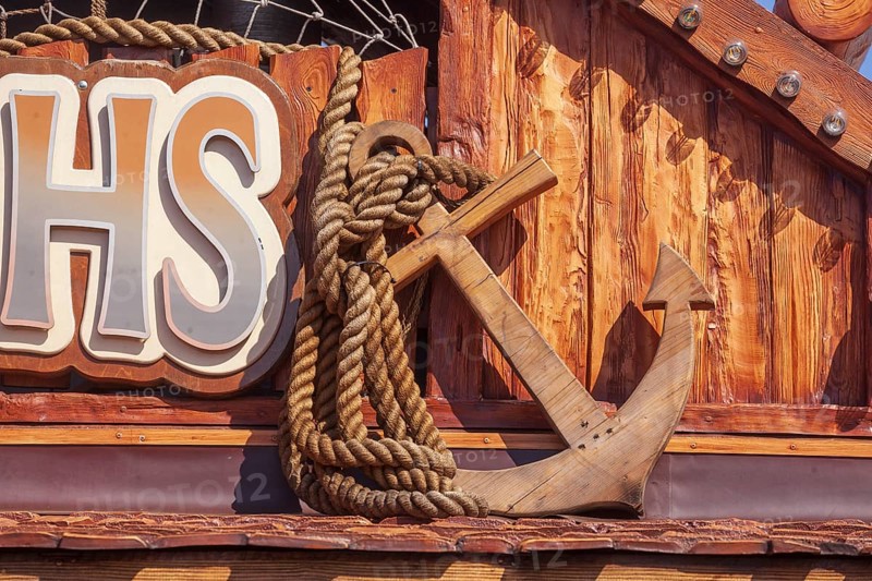 Anchor as decoration at the Bremer Osterwiese folk festival, Bürgerweide, Bremen, Germany