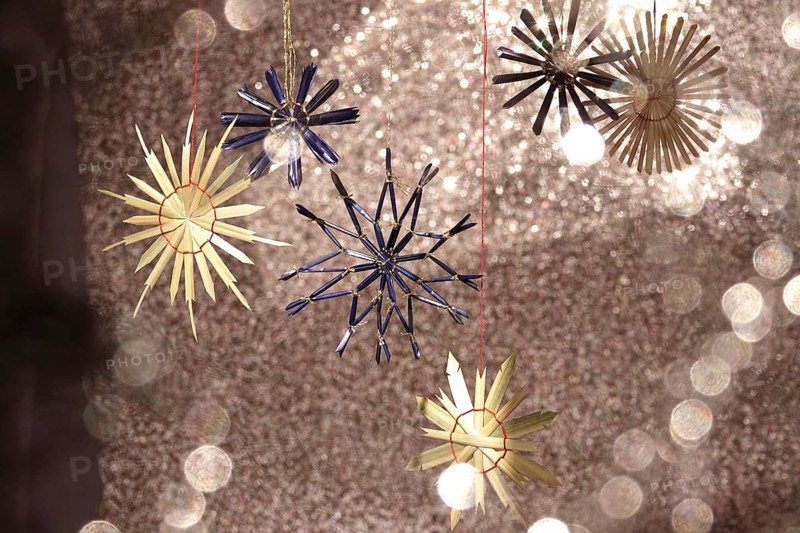 Christmas decoration, home-made straw stars, Germany